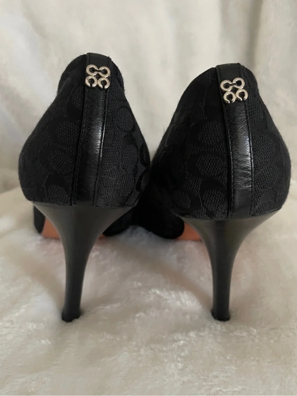 COACH Black Pointed Toe Signature Suede Pumps